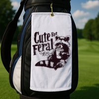 Cute But Feral Meme Funny Raccoon Golf Towel