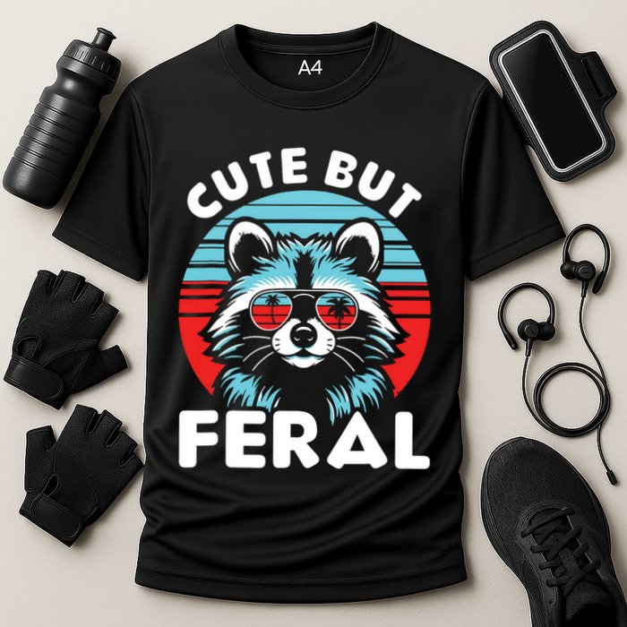 Cute But Feral Racoon With Sunglasses Performance Shirt