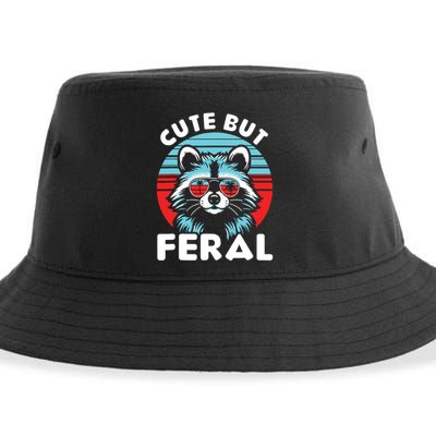Cute But Feral Racoon With Sunglasses Sustainable Bucket Hat