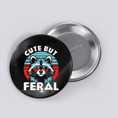 Cute But Feral Racoon With Sunglasses Button