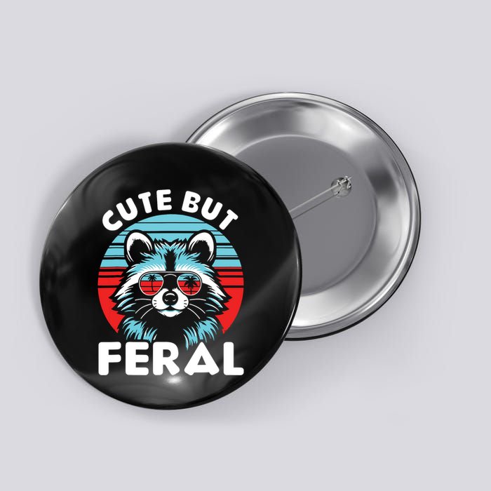 Cute But Feral Racoon With Sunglasses Button