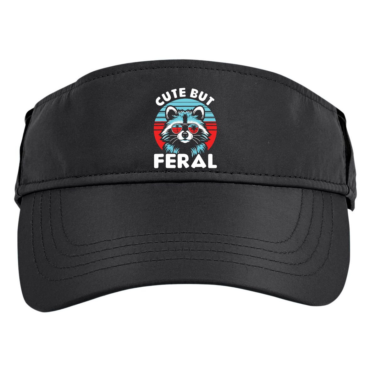 Cute But Feral Racoon With Sunglasses Adult Drive Performance Visor