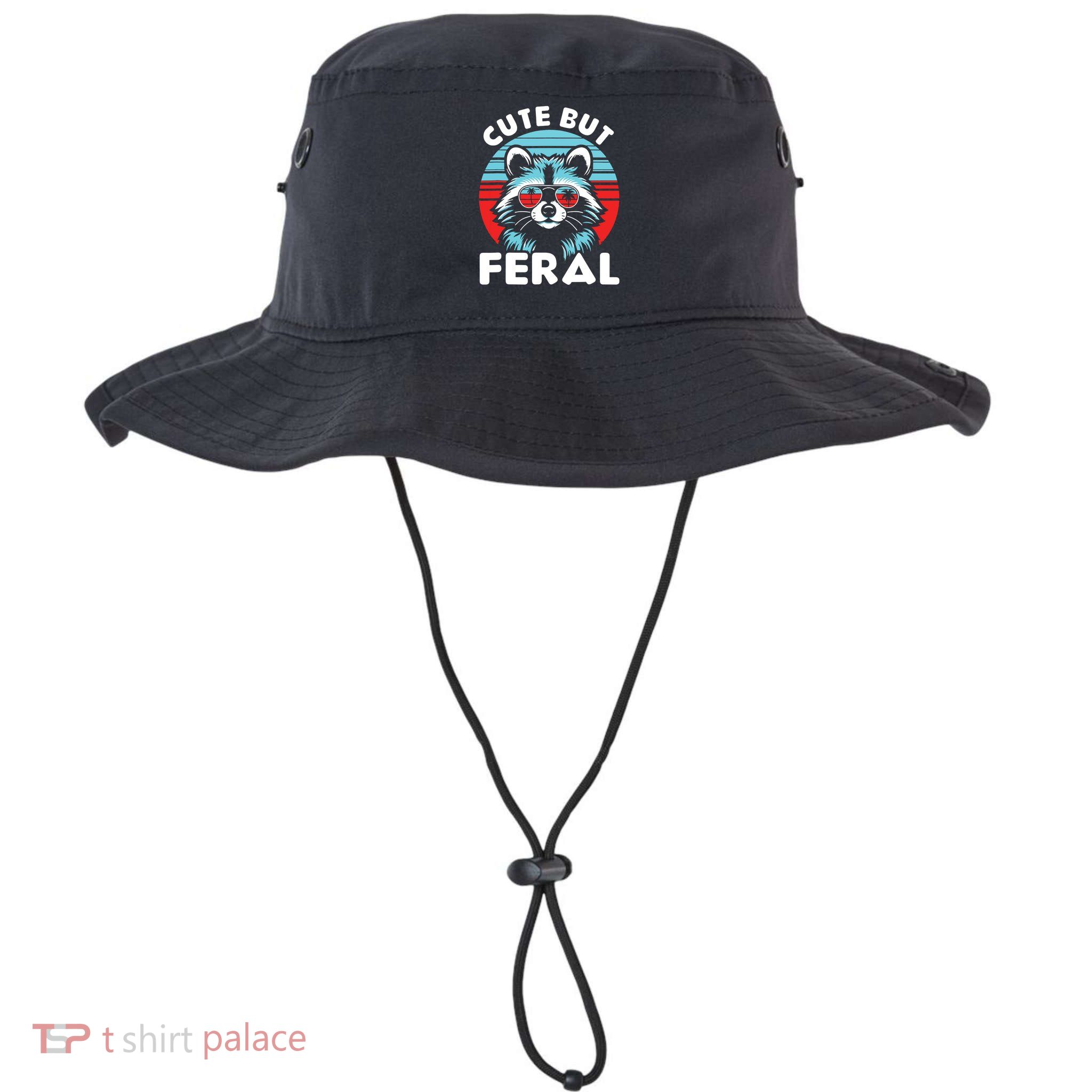 Cute But Feral Racoon With Sunglasses Bucket Hat