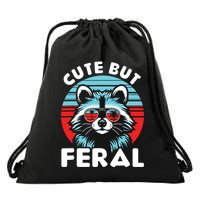 Cute But Feral Racoon With Sunglasses Drawstring Bag