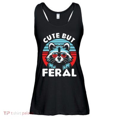 Cute But Feral Racoon With Sunglasses Ladies Essential Flowy Tank