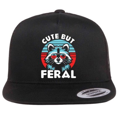 Cute But Feral Racoon With Sunglasses Flatbill Hat
