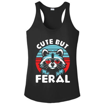 Cute But Feral Racoon With Sunglasses Ladies PosiCharge Competitor Racerback Tank