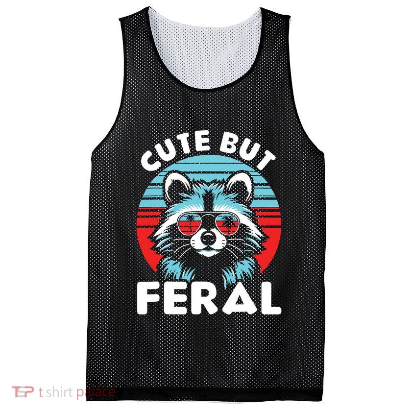 Cute But Feral Racoon With Sunglasses Mesh Reversible Basketball Jersey Tank