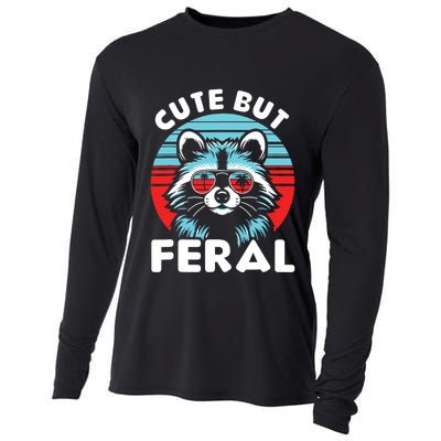 Cute But Feral Racoon With Sunglasses Cooling Performance Long Sleeve Crew