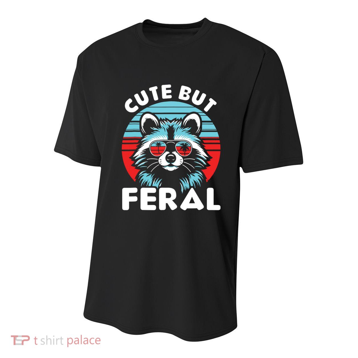 Cute But Feral Racoon With Sunglasses Youth Performance Sprint T-Shirt