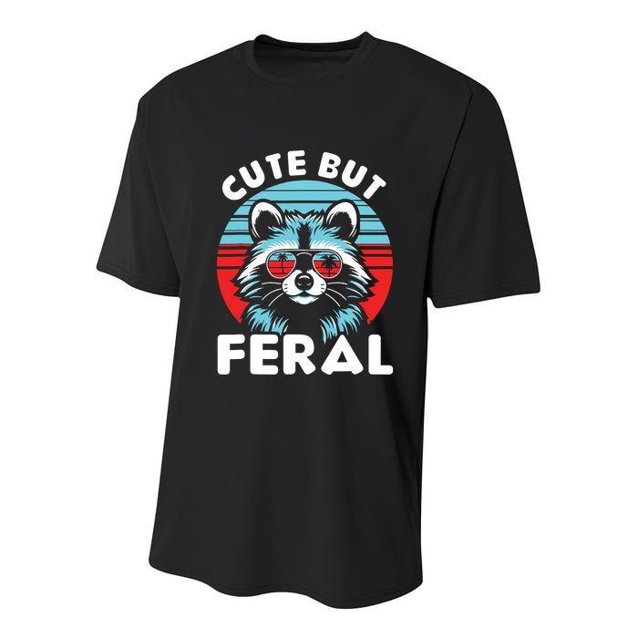 Cute But Feral Racoon With Sunglasses Youth Performance Sprint T-Shirt