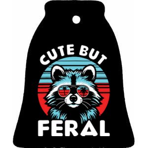 Cute But Feral Racoon With Sunglasses Ceramic Bell Ornament