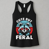 Cute But Feral Racoon With Sunglasses Womens Tank Top