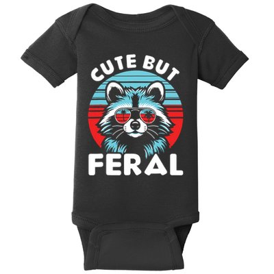Cute But Feral Racoon With Sunglasses Baby Bodysuit