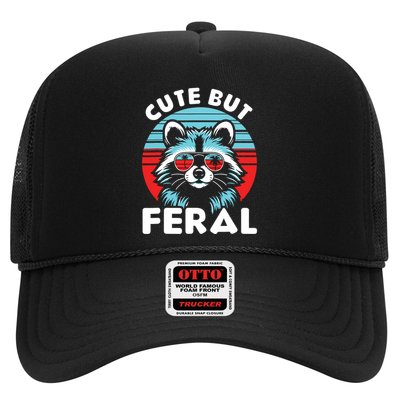 Cute But Feral Racoon With Sunglasses Trucker Hat
