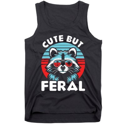 Cute But Feral Racoon With Sunglasses Tank Top