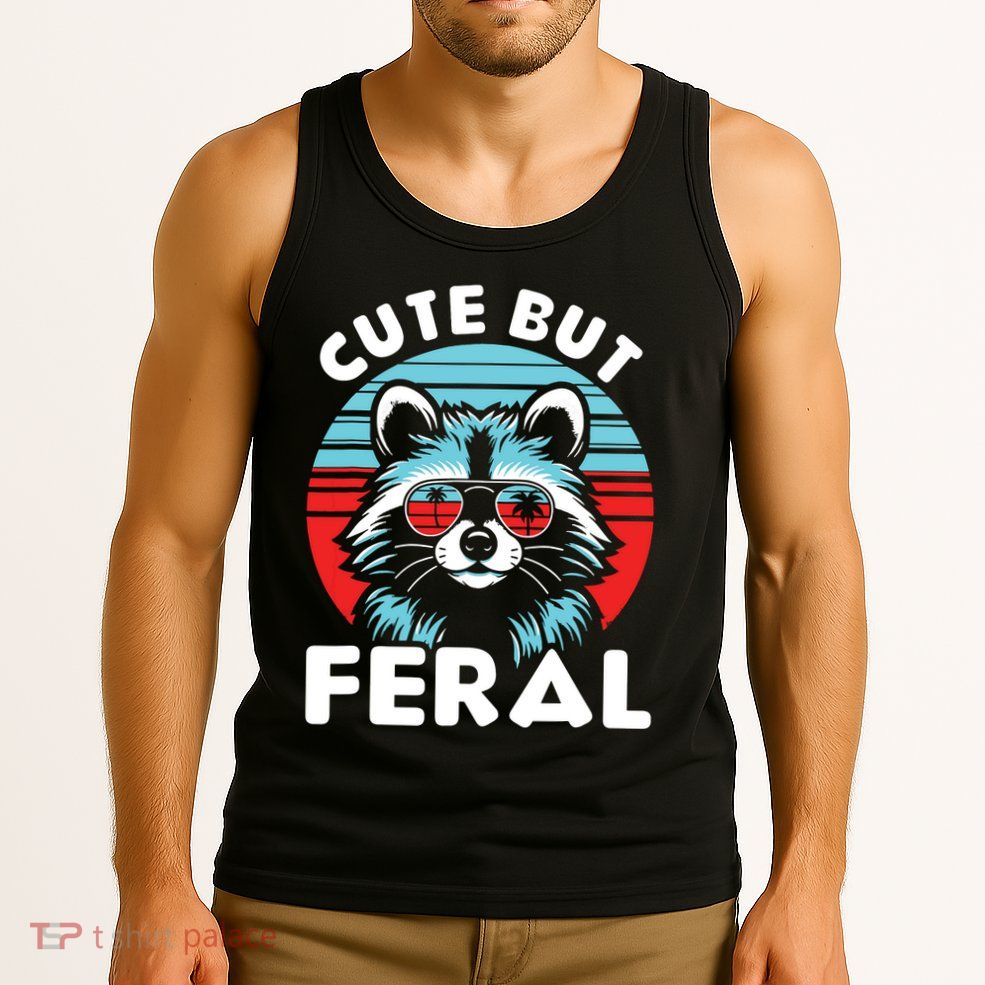 Cute But Feral Racoon With Sunglasses Tank Top