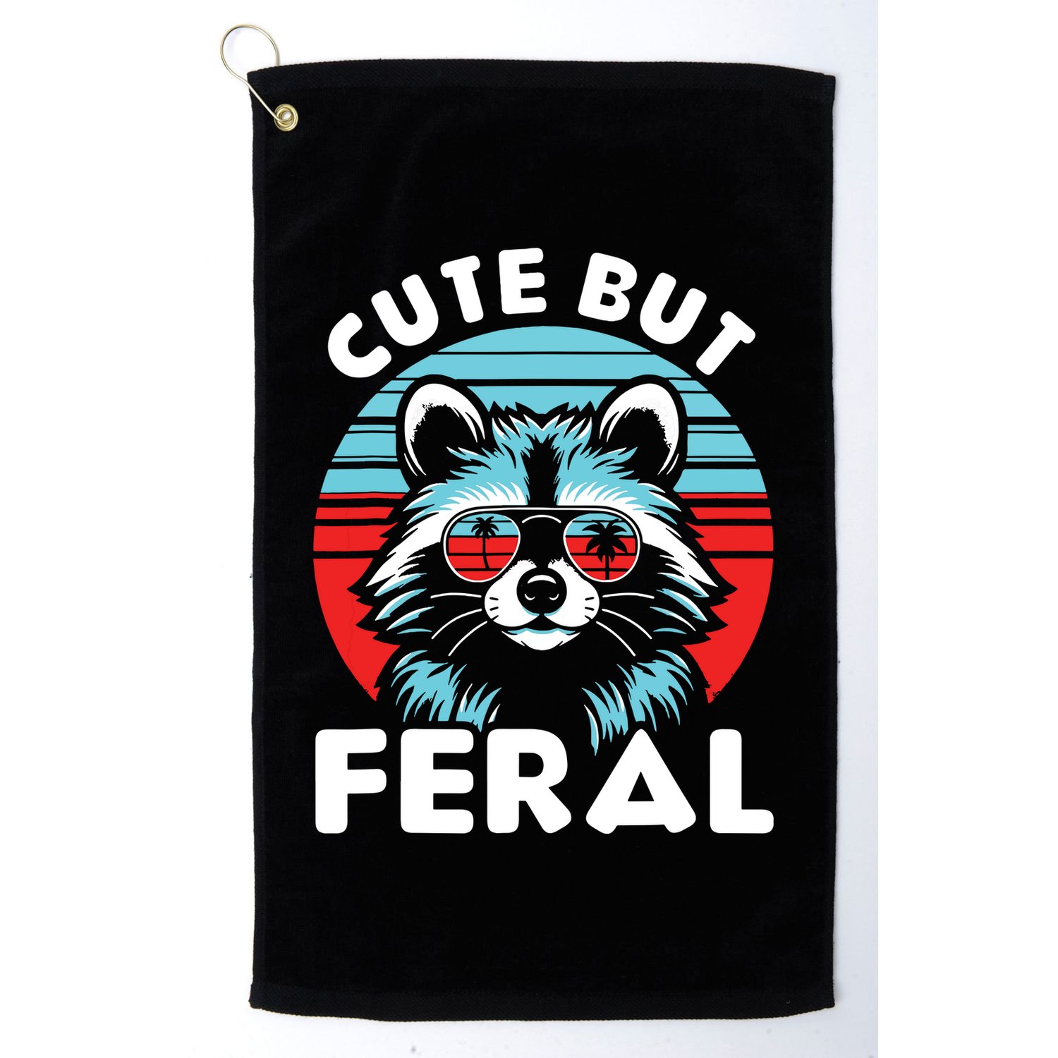 Cute But Feral Racoon With Sunglasses Golf Towel