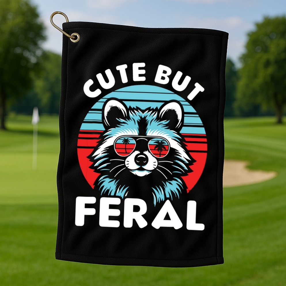 Cute But Feral Racoon With Sunglasses Golf Towel