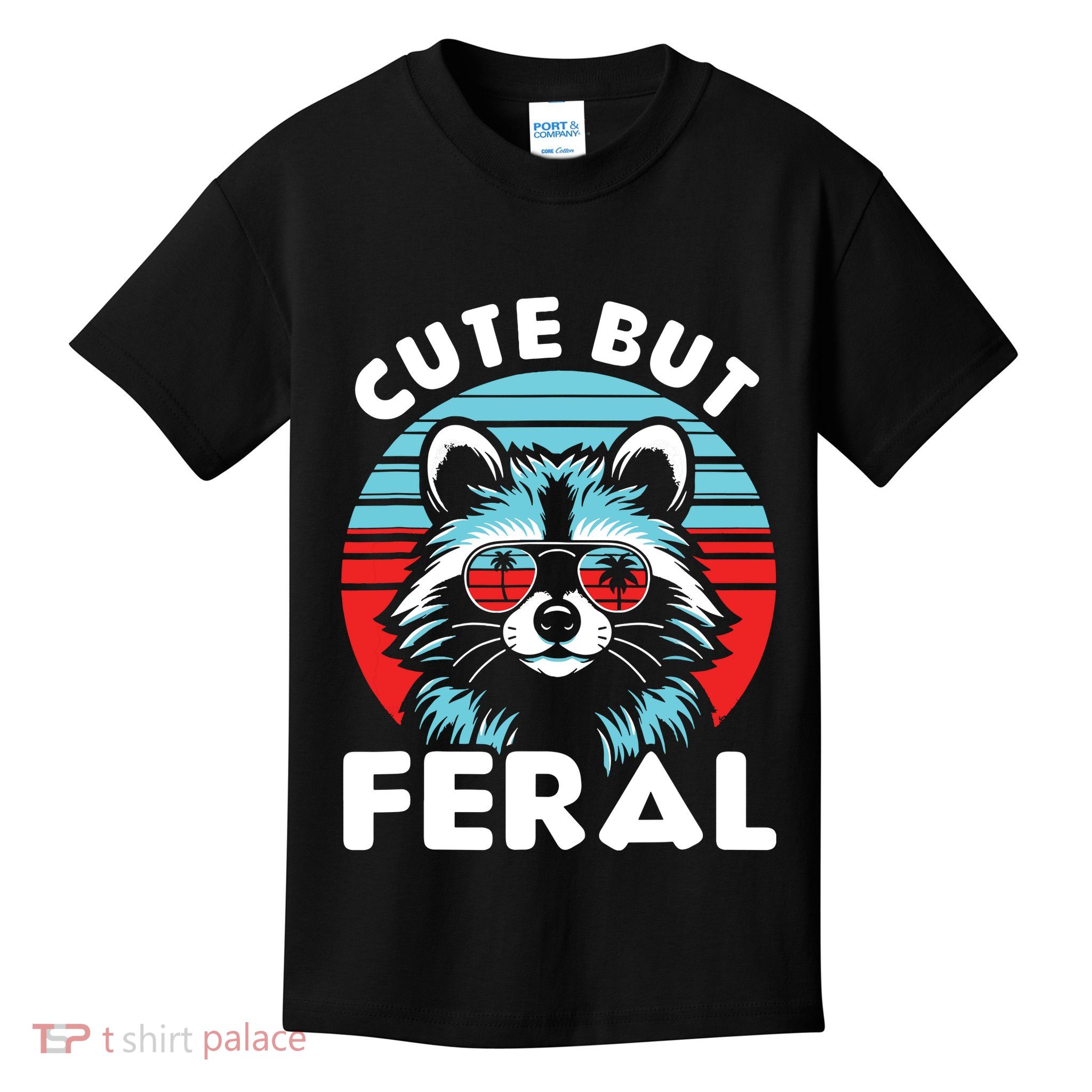 Cute But Feral Racoon With Sunglasses Kids T-Shirt