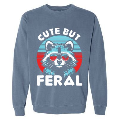 Cute But Feral Racoon With Sunglasses Garment-Dyed Sweatshirt