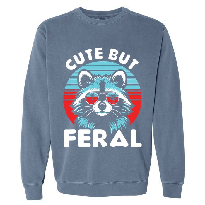Cute But Feral Racoon With Sunglasses Garment-Dyed Sweatshirt