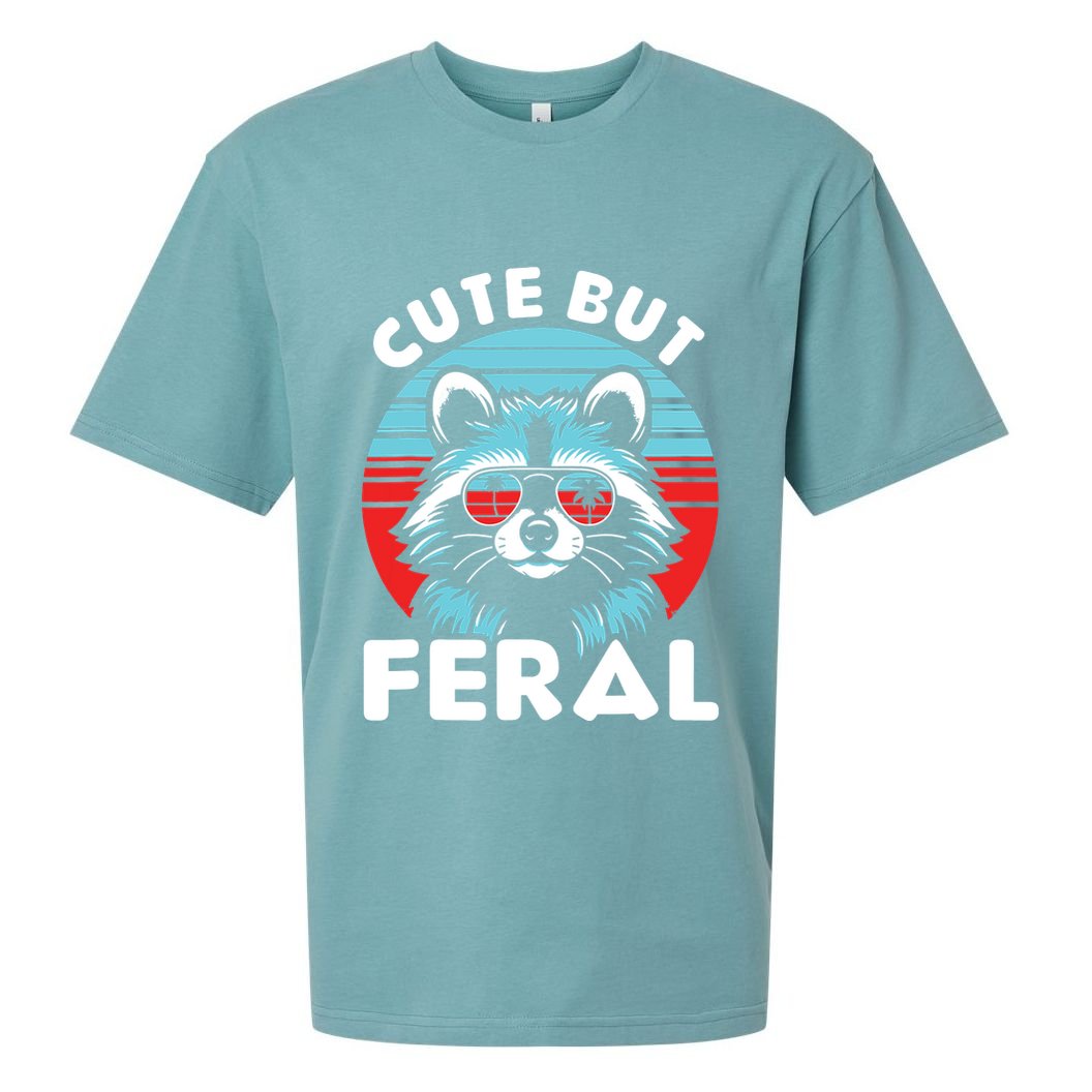 Cute But Feral Racoon With Sunglasses Sueded Cloud Jersey T-Shirt