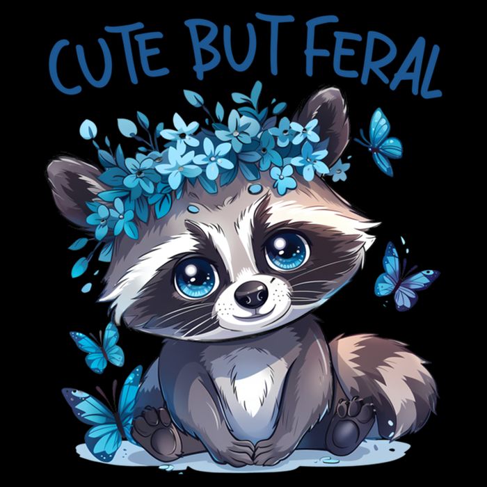 Cute But Feral Funny Raccoon Blue Butterfly Summer Great Gift City Backpack