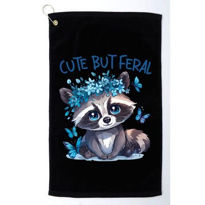 Cute But Feral Funny Raccoon Blue Butterfly Summer Great Gift Golf Towel