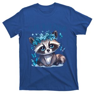 Cute But Feral Funny Raccoon Blue Butterfly Summer Great Gift T-Shirt