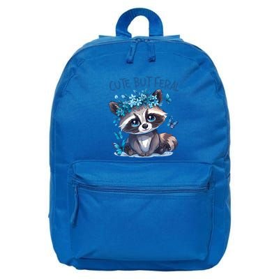 Cute But Feral Funny Raccoon Blue Butterfly Summer Great Gift 16 in Basic Backpack