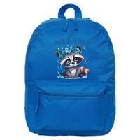 Cute But Feral Funny Raccoon Blue Butterfly Summer Great Gift 16 in Basic Backpack