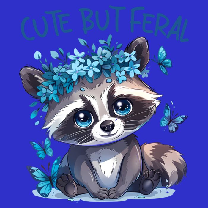 Cute But Feral Funny Raccoon Blue Butterfly Summer Great Gift 16 in Basic Backpack