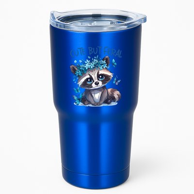 Cute But Feral Funny Raccoon Blue Butterfly Summer Great Gift Tumbler