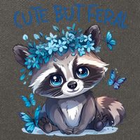 Cute But Feral Funny Raccoon Blue Butterfly Summer Great Gift Cotton Canvas Backpack