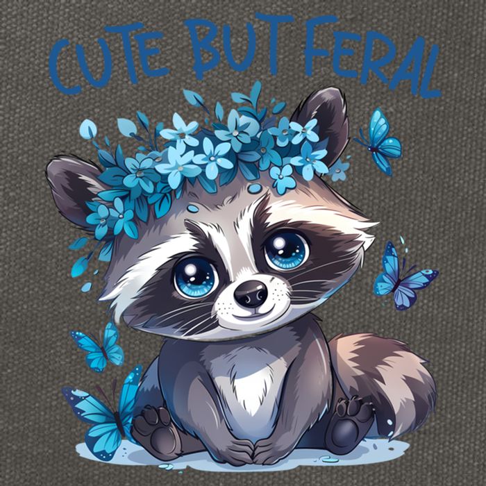 Cute But Feral Funny Raccoon Blue Butterfly Summer Great Gift Cotton Canvas Backpack