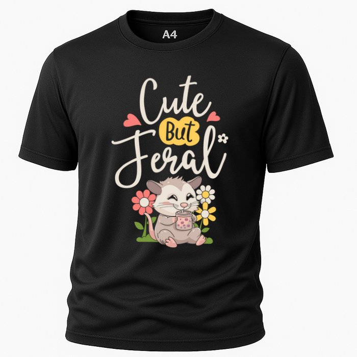 Cute But Feral Opossum Funny Possum Lovers Rodent Cooling Performance Crew T-Shirt