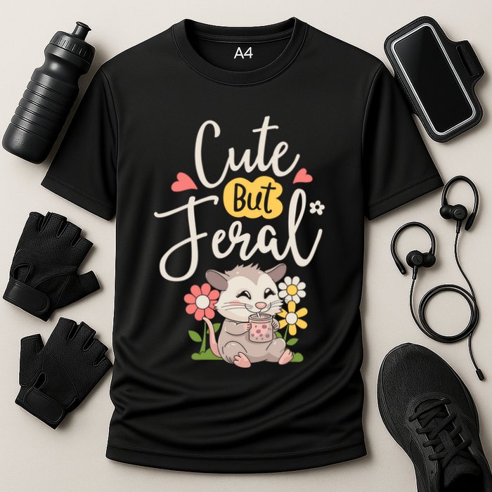 Cute But Feral Opossum Funny Possum Lovers Rodent Cooling Performance Crew T-Shirt