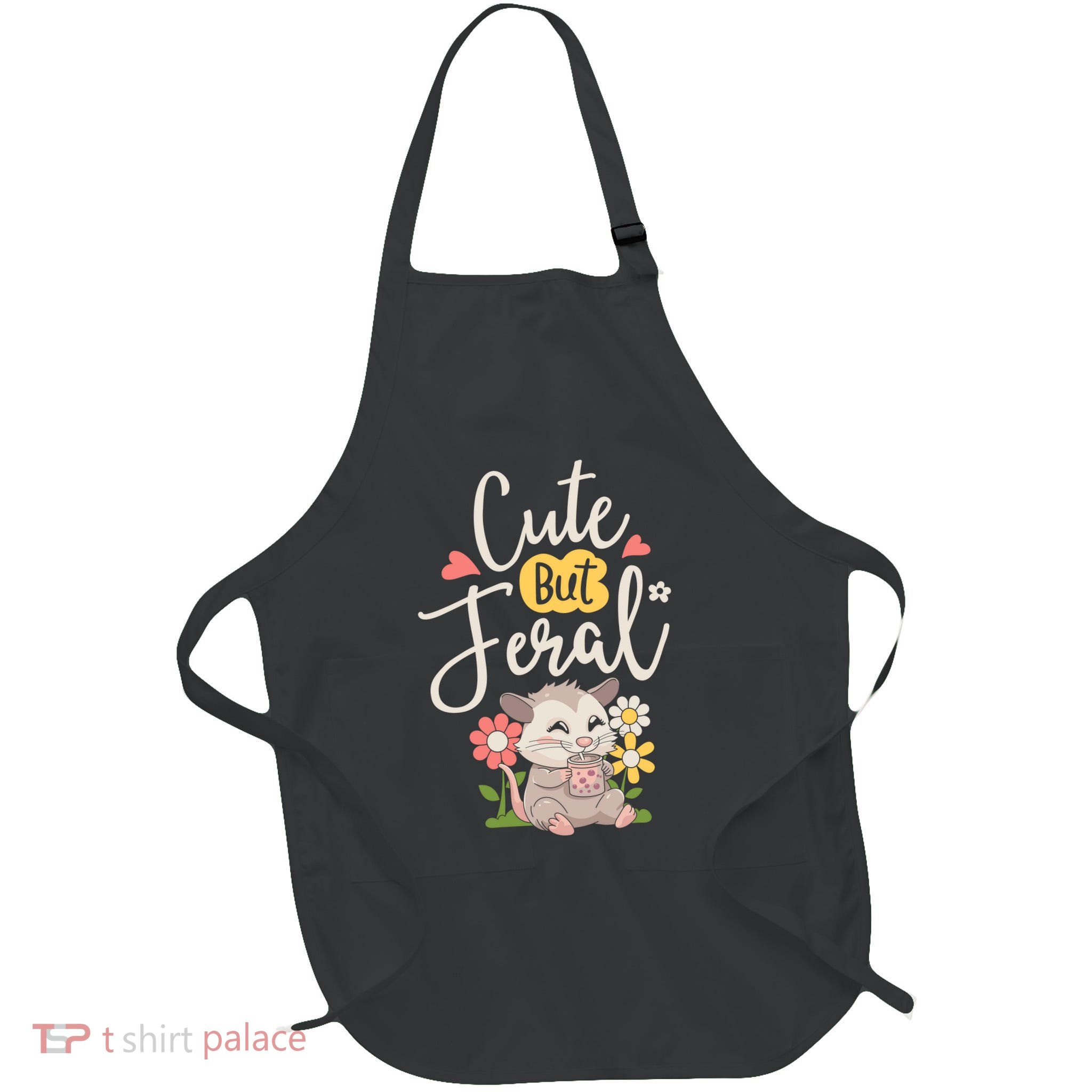 Cute But Feral Opossum Funny Possum Lovers Rodent Apron