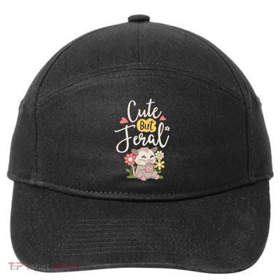 Cute But Feral Opossum Funny Possum Lovers Rodent 7-Panel Snapback Hat