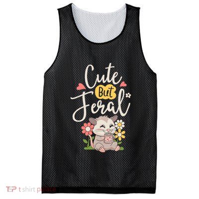 Cute But Feral Opossum Funny Possum Lovers Rodent Mesh Reversible Basketball Jersey Tank