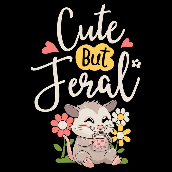 Cute But Feral Opossum Funny Possum Lovers Rodent Cooling Performance Long Sleeve Crew