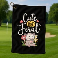Cute But Feral Opossum Funny Possum Lovers Rodent Golf Towel