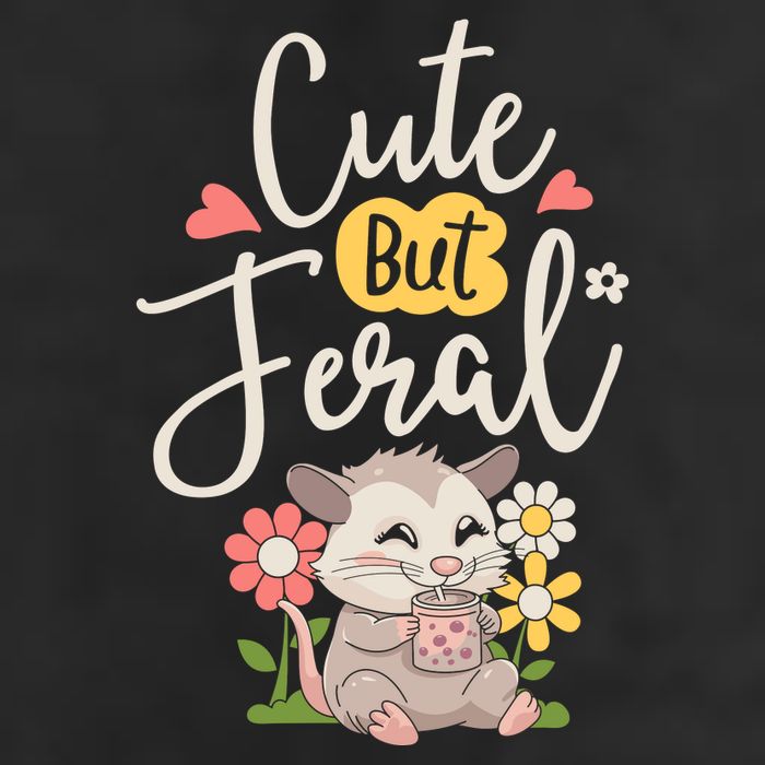 Cute But Feral Opossum Funny Possum Lovers Rodent Golf Towel