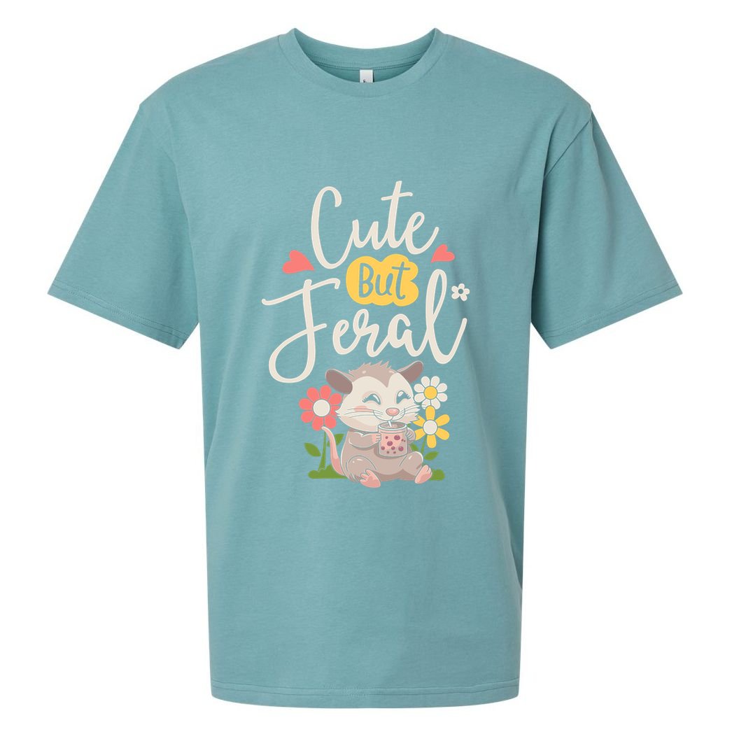 Cute But Feral Opossum Funny Possum Lovers Rodent Sueded Cloud Jersey T-Shirt