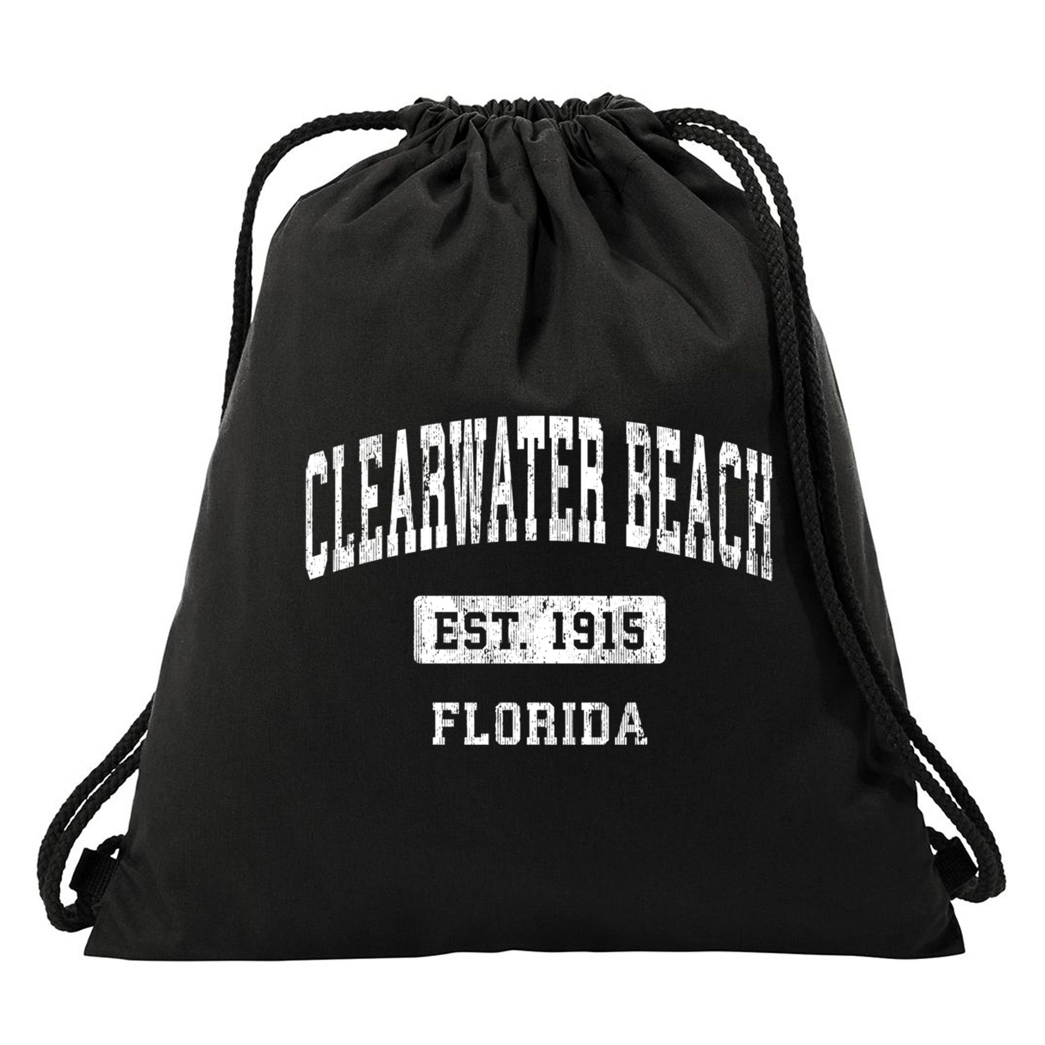 Clearwater Beach Florida Fl Vintage Sports Established Drawstring Bag