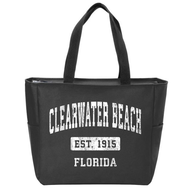 Clearwater Beach Florida Fl Vintage Sports Established Zip Tote Bag