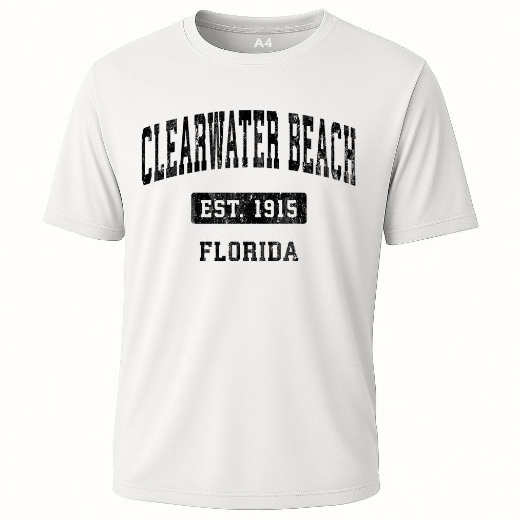 Clearwater Beach Florida Fl Vintage Sports Established Cooling Performance Crew T-Shirt