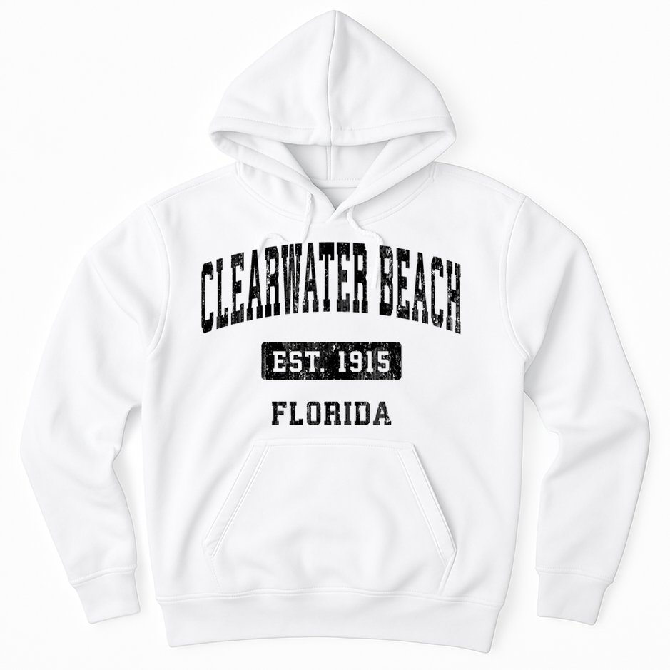 Clearwater Beach Florida Fl Vintage Sports Established Hoodie