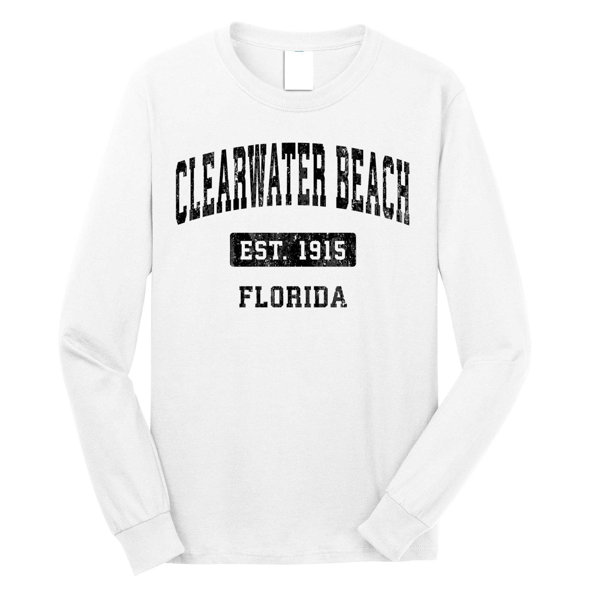 Clearwater Beach Florida Fl Vintage Sports Established Long Sleeve Shirt